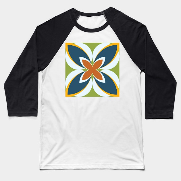 Modern Geometric Pacifika Inspired Medallion Baseball T-Shirt by FrancesPoff